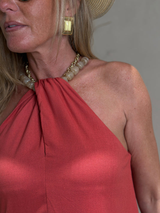 Robe Lin col perlé Koraal 9515 - Comfortabele Badjas